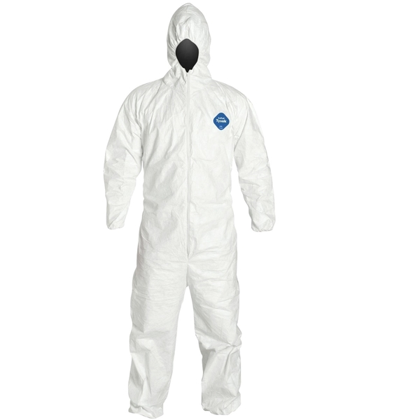 Protective Safety Coverall with Hood Size L Case of 25 DuPont Tyvek400 TY127S 