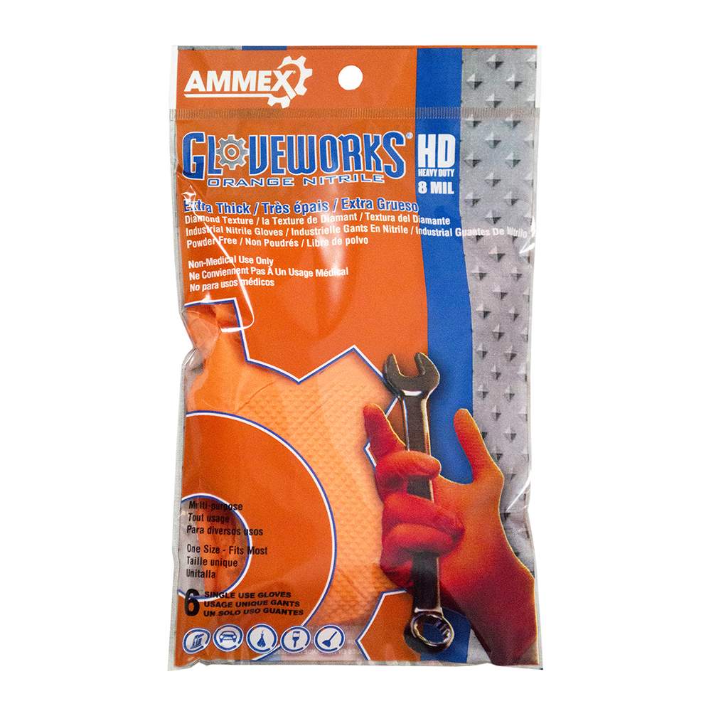 Gloveworks GWON - Gloveworks Heavy-Duty Orange Nitrile Disposable Gloves